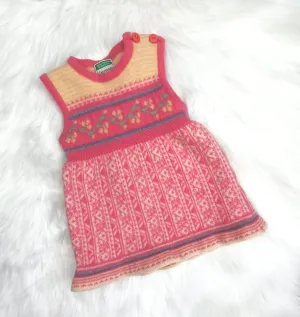 BABY GIRL SIZE 3/6 MONTHS - UNITED COLORS OF BENETTON, Wool Sweater Dress EUC B38