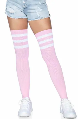 Baby pink Athlete stockings with white stripes