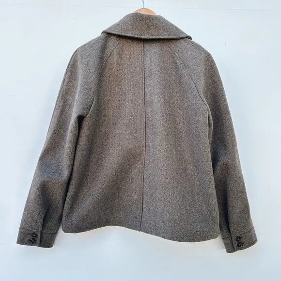 Bagatelle Cropped Zip Front Collared Jacket Chocolate Brown Barn Chore Medium