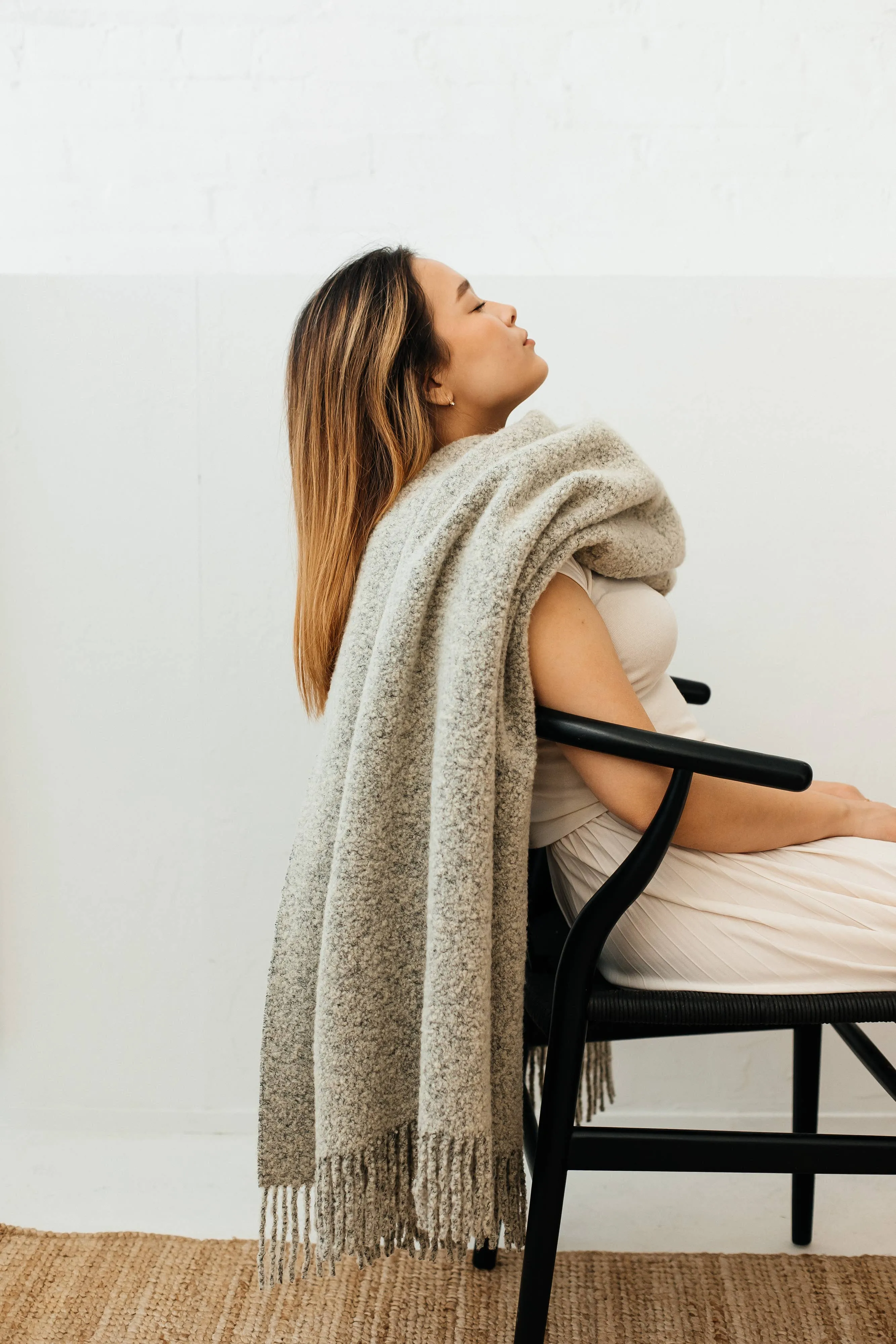Baldwin Wool Boucle Throw | Dark Grey