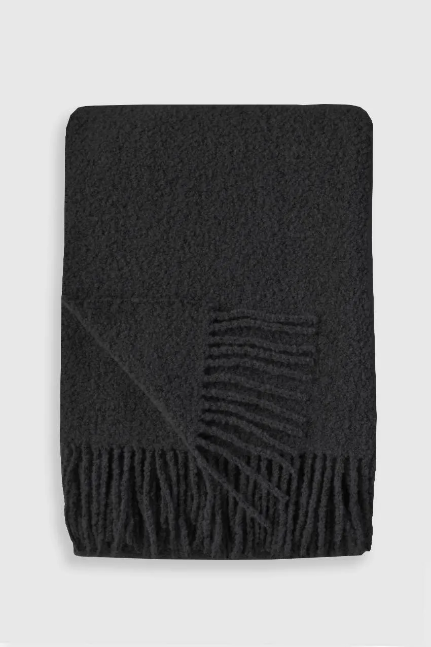 Baldwin Wool Boucle Throw | Dark Grey