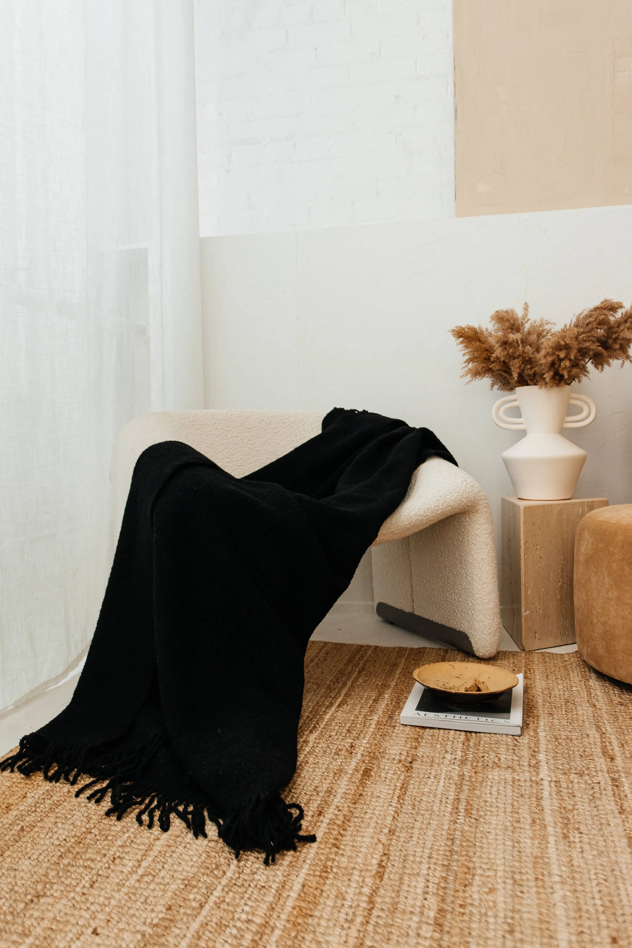 Baldwin Wool Boucle Throw | Dark Grey