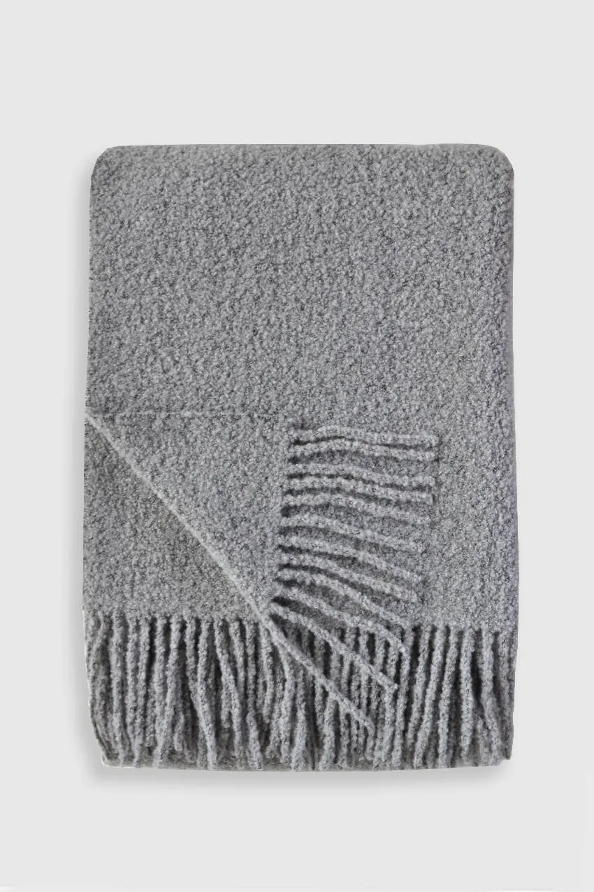 Baldwin Wool Boucle Throw | Dark Grey