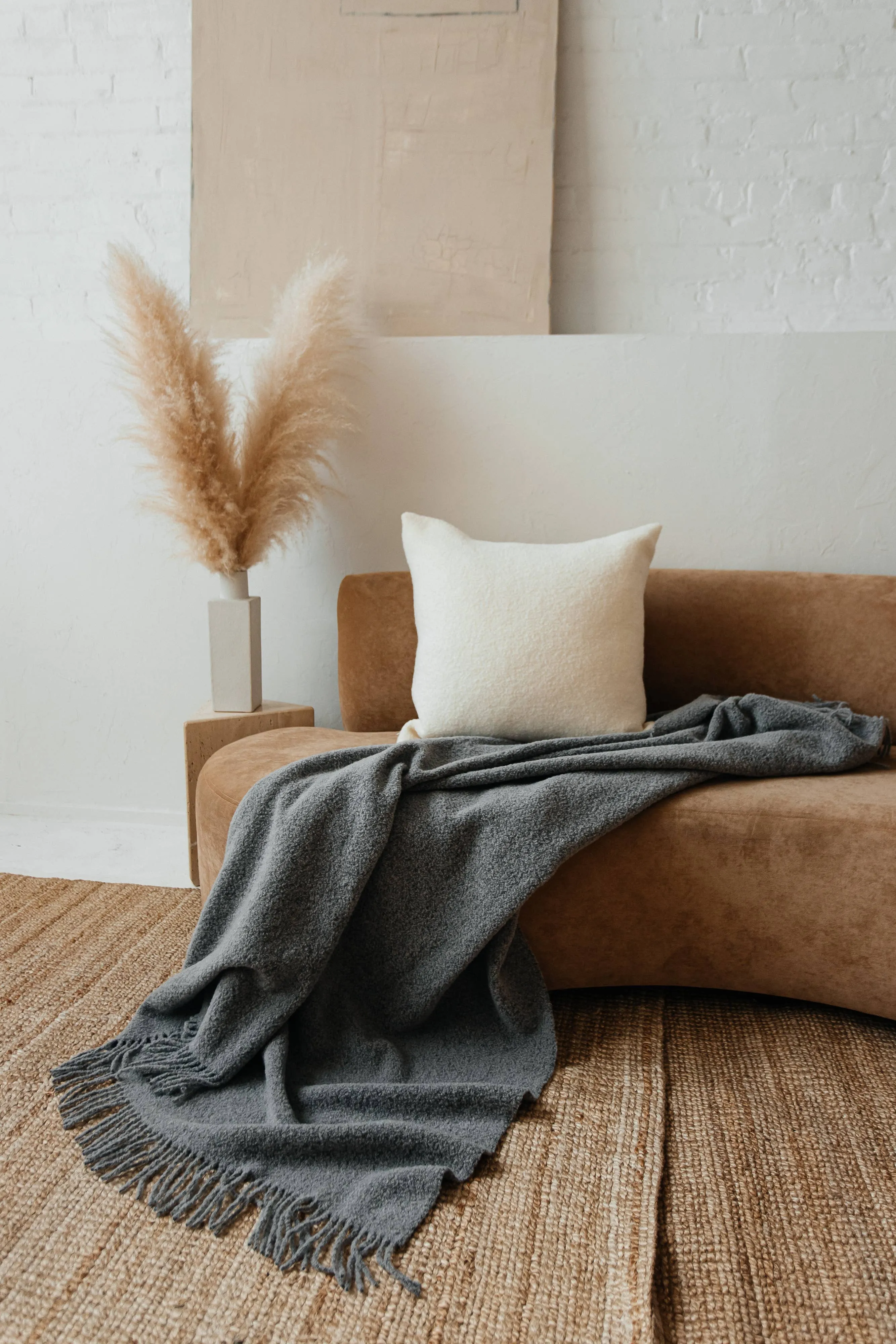 Baldwin Wool Boucle Throw | Dark Grey