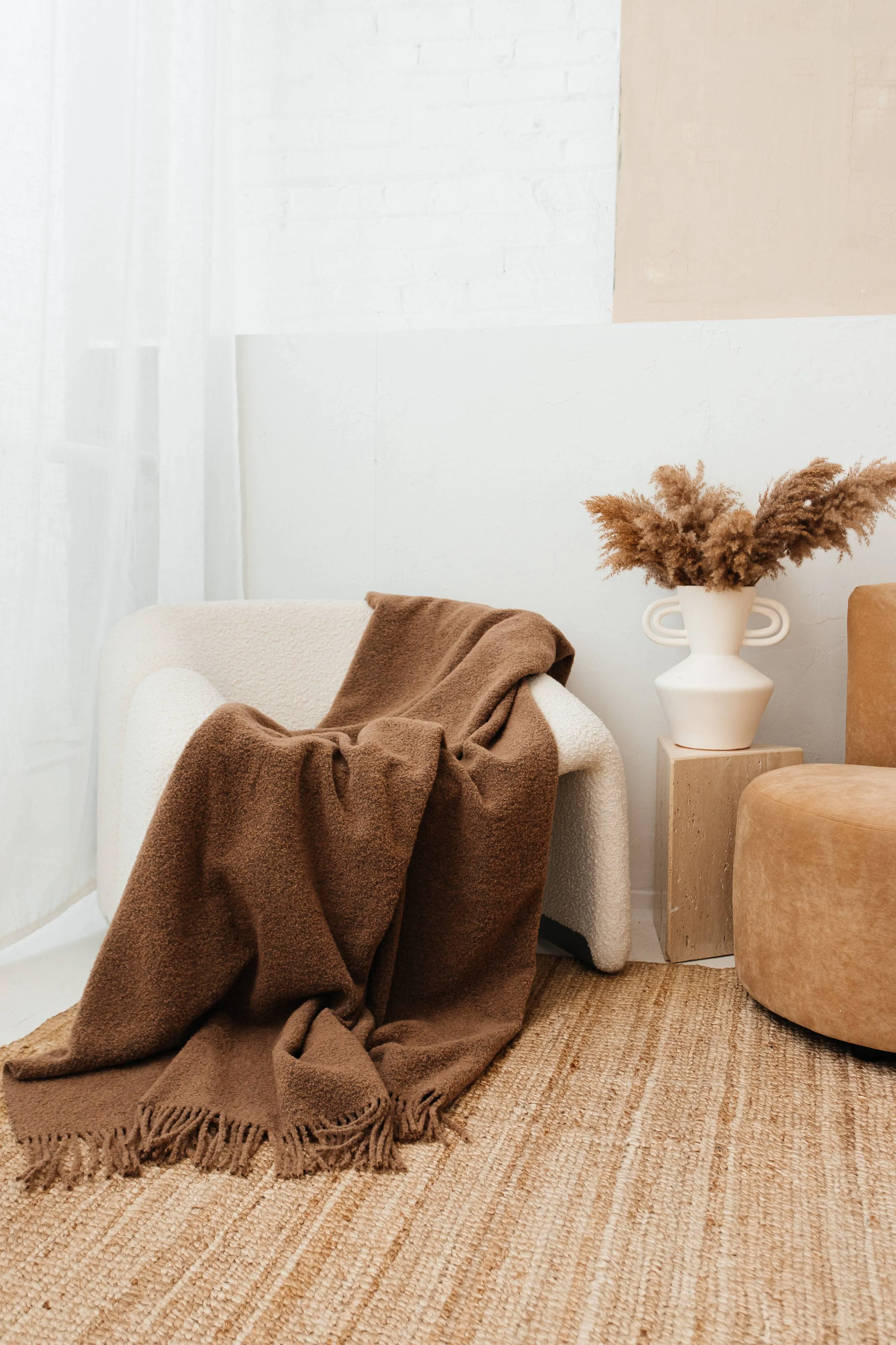 Baldwin Wool Boucle Throw | Dark Grey