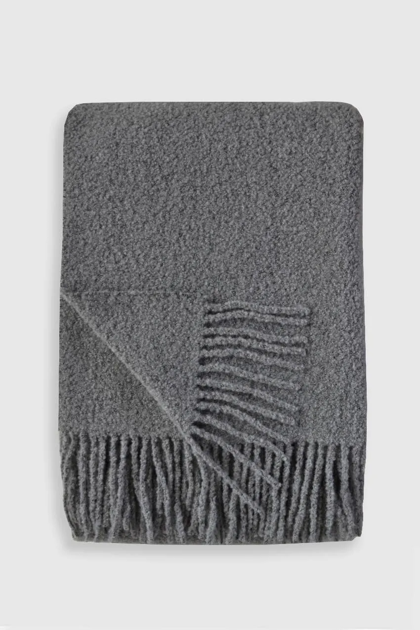 Baldwin Wool Boucle Throw | Dark Grey