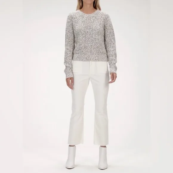 Banana Republic Chunky Pointelle Cropped Sweater Warm White Mustard Yellow Black