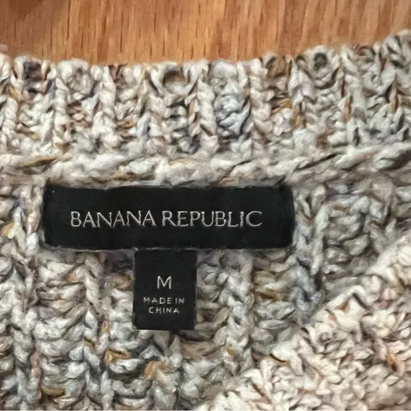 Banana Republic Chunky Pointelle Cropped Sweater Warm White Mustard Yellow Black