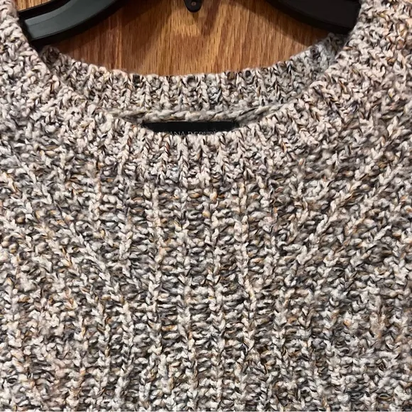 Banana Republic Chunky Pointelle Cropped Sweater Warm White Mustard Yellow Black