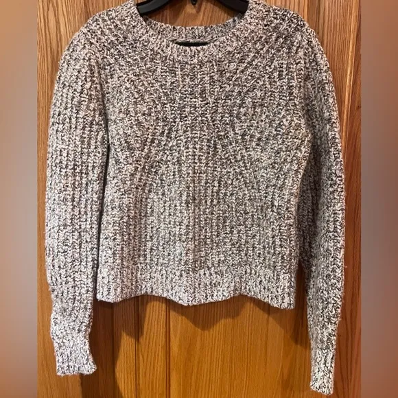 Banana Republic Chunky Pointelle Cropped Sweater Warm White Mustard Yellow Black