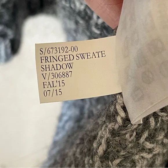 Banana Republic Long Sleeve Grey Fringe Chunky Knit Open Front Cardigan Heavy