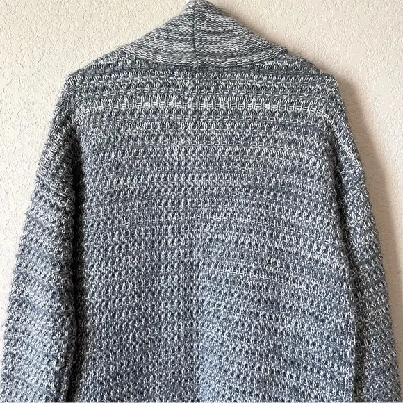 Banana Republic Long Sleeve Grey Fringe Chunky Knit Open Front Cardigan Heavy