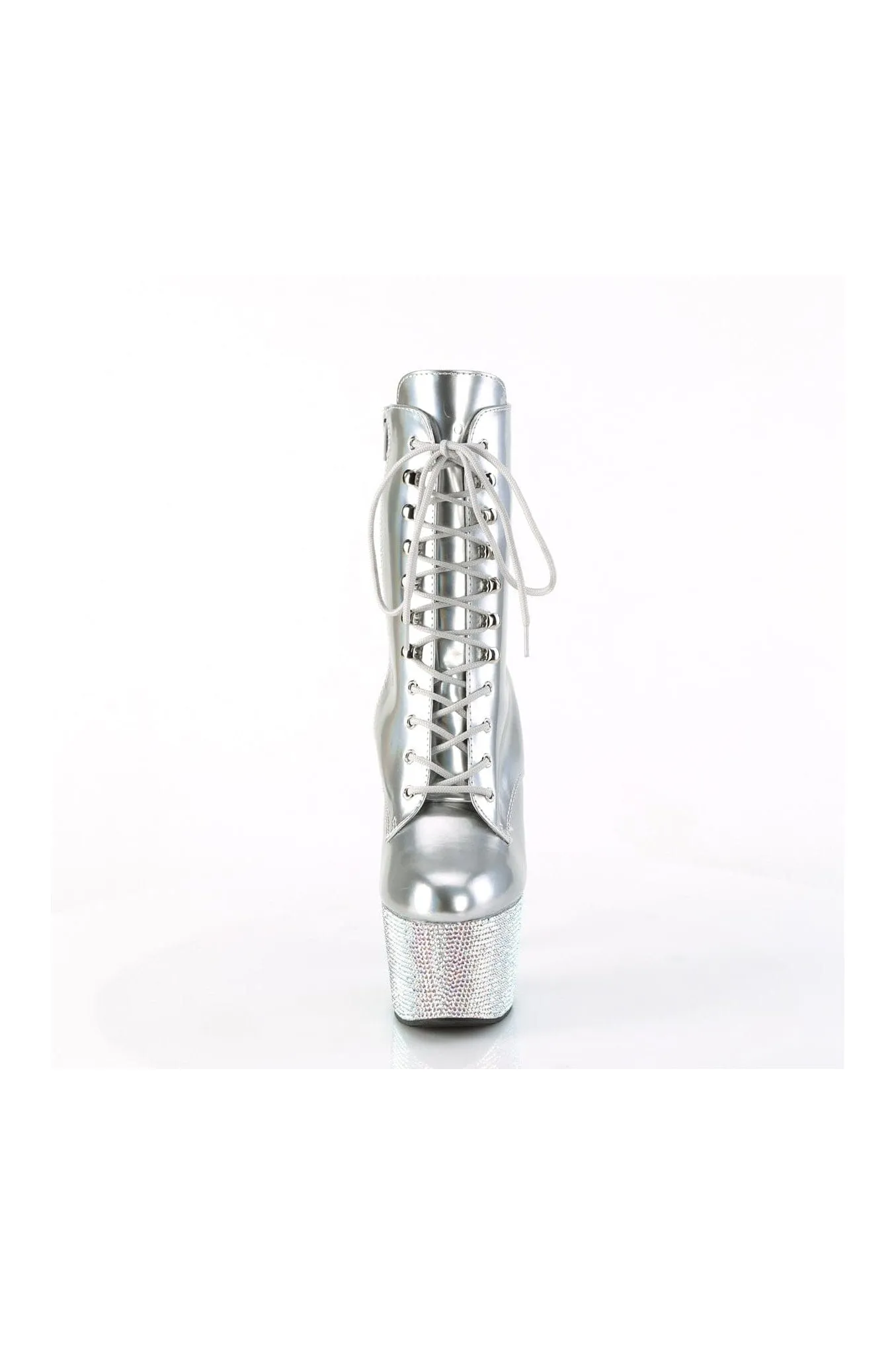 BEJEWELED-1020-7 Silver Patent Ankle Boot