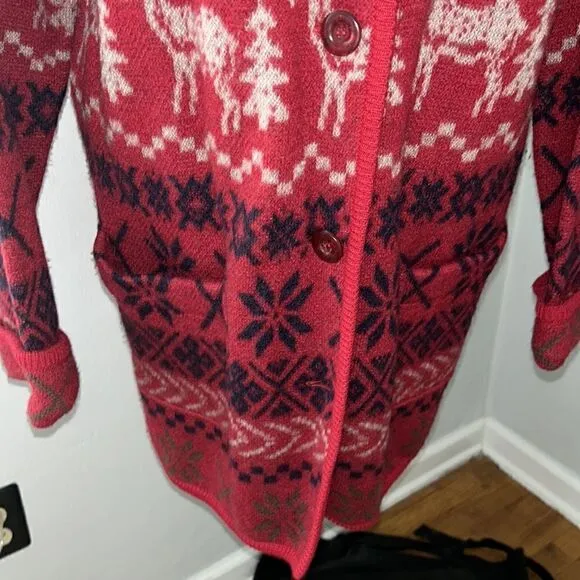 Bernardo winter Christmas  holiday wool hooded sweater coat size medium Vintage
