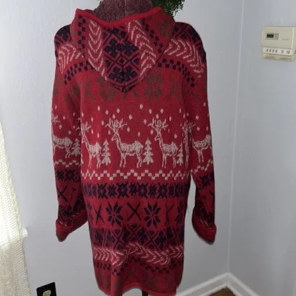 Bernardo winter Christmas  holiday wool hooded sweater coat size medium Vintage