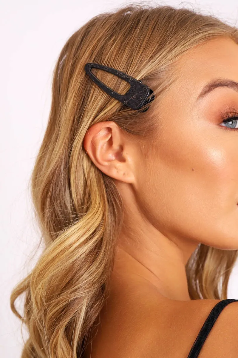 Black Sparkle Chunky Hair Clip - Orla