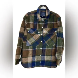 Blank NYC NWT Flannel Wool Blend Shacket  Jacket Hit the Trail Womens Size L
