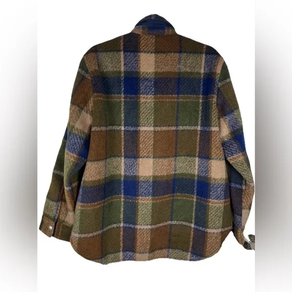 Blank NYC NWT Flannel Wool Blend Shacket  Jacket Hit the Trail Womens Size L