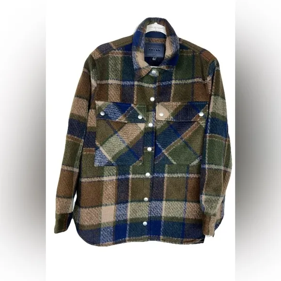 Blank NYC NWT Flannel Wool Blend Shacket  Jacket Hit the Trail Womens Size L