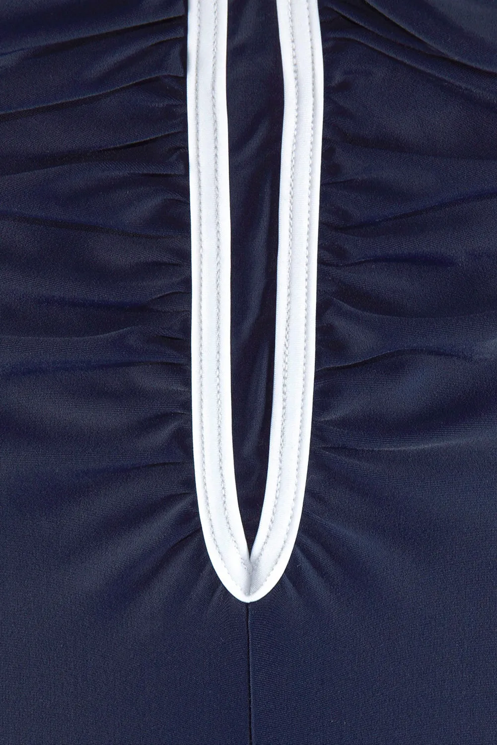 Blue Sporty Swimsuit with Contrast Piping