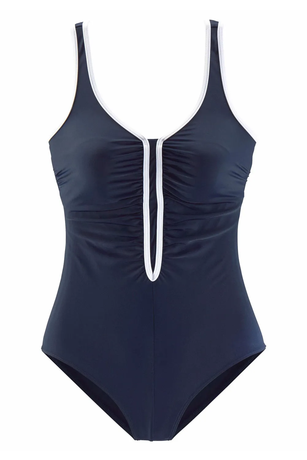 Blue Sporty Swimsuit with Contrast Piping