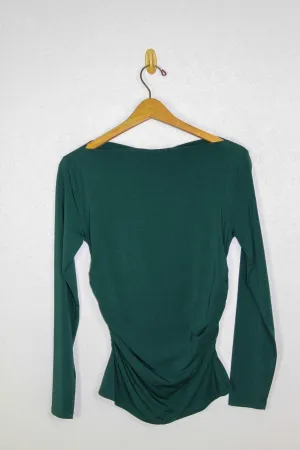 Bobi Shirred Slash Neck L/S Top