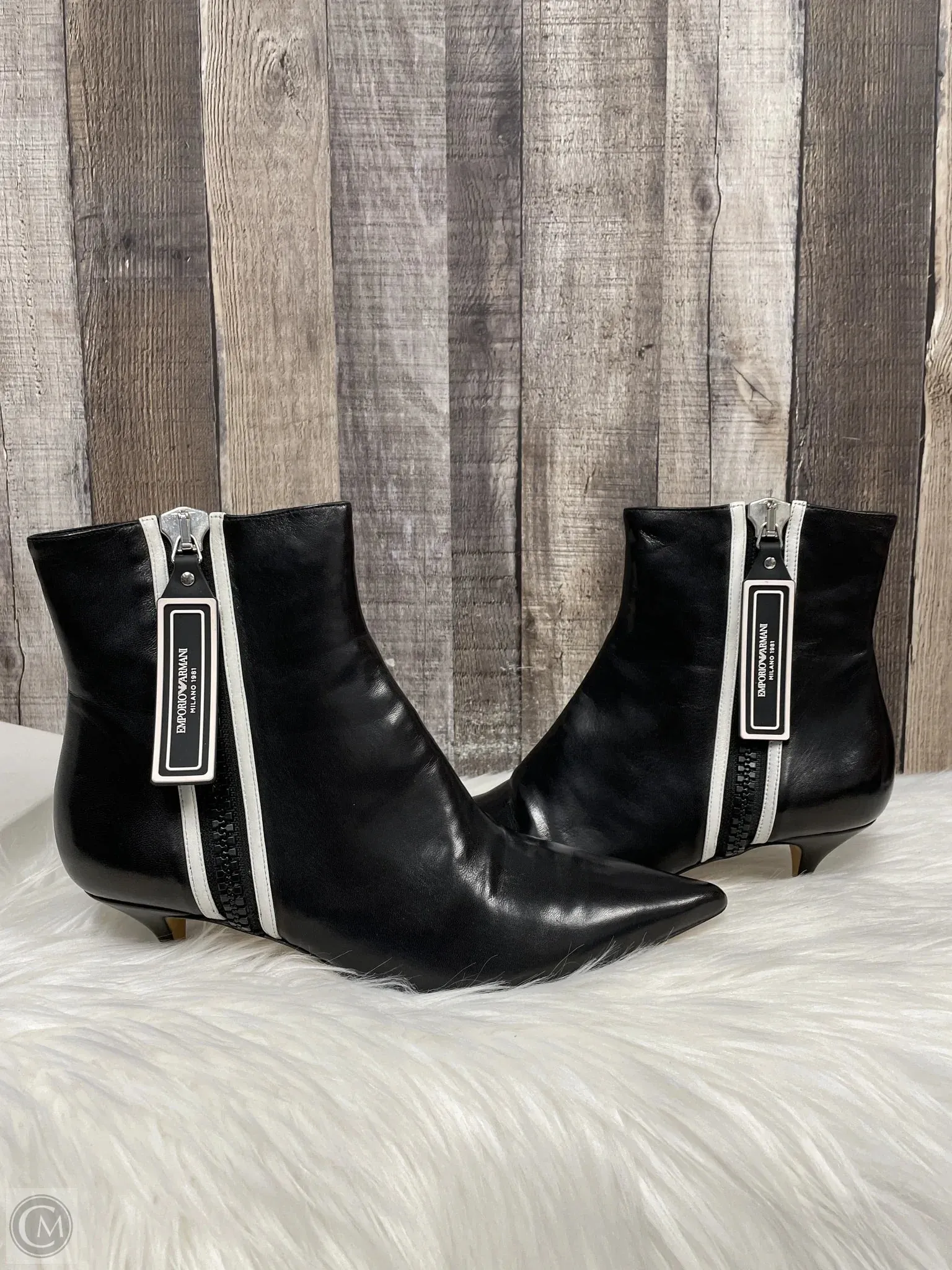 Boots Ankle Heels By Emporio Armani In Black, Size: 10