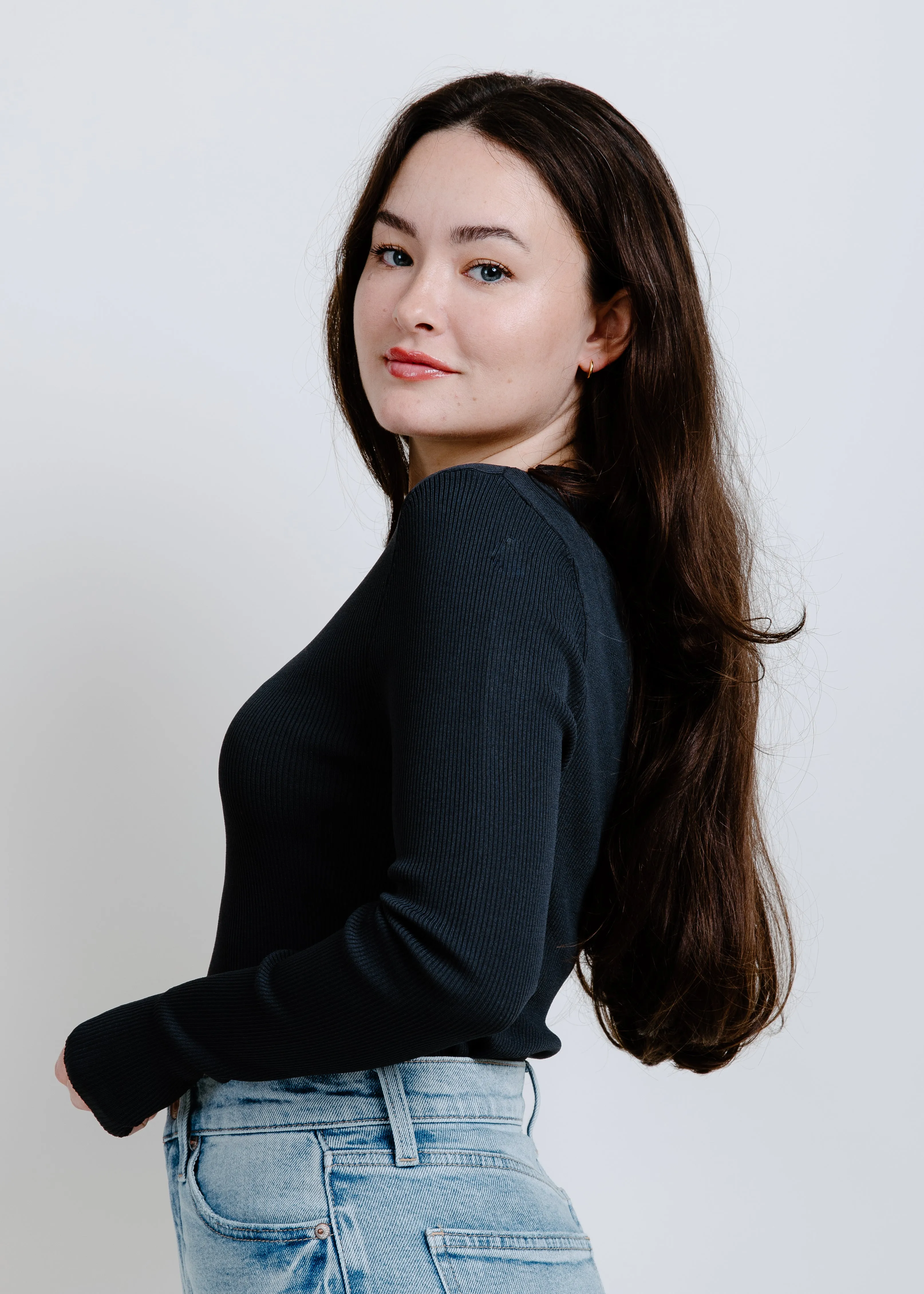 Boston Ribbed Top - Charcoal
