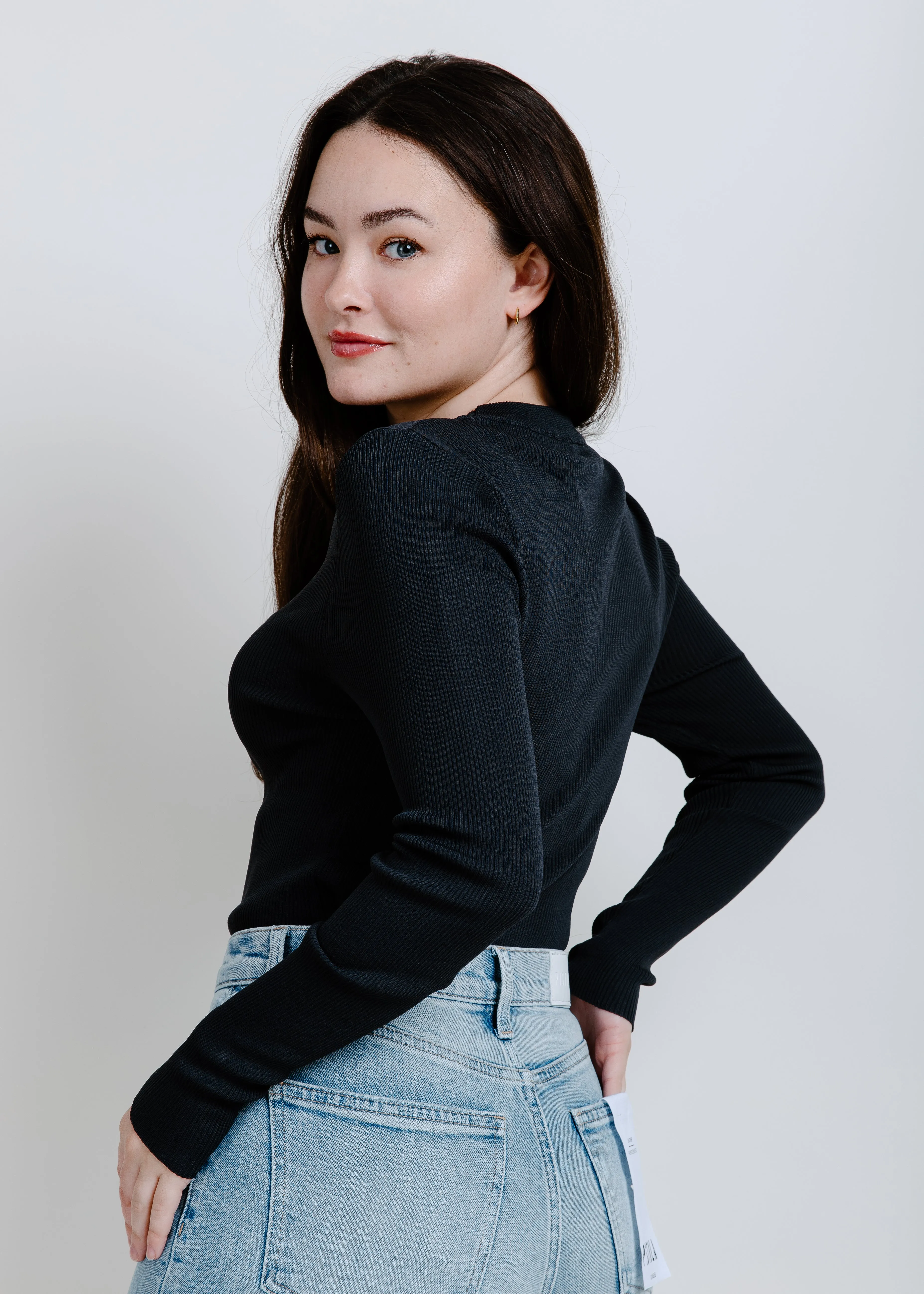 Boston Ribbed Top - Charcoal
