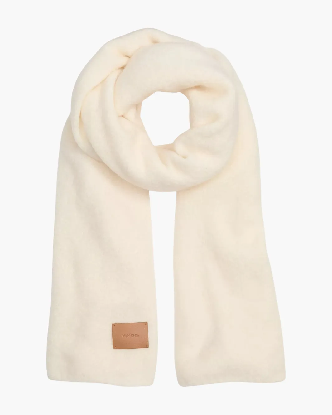 BOUCLE REVERSE JERSEY KNIT OVERSIZE SCARF IN WHITE SAND