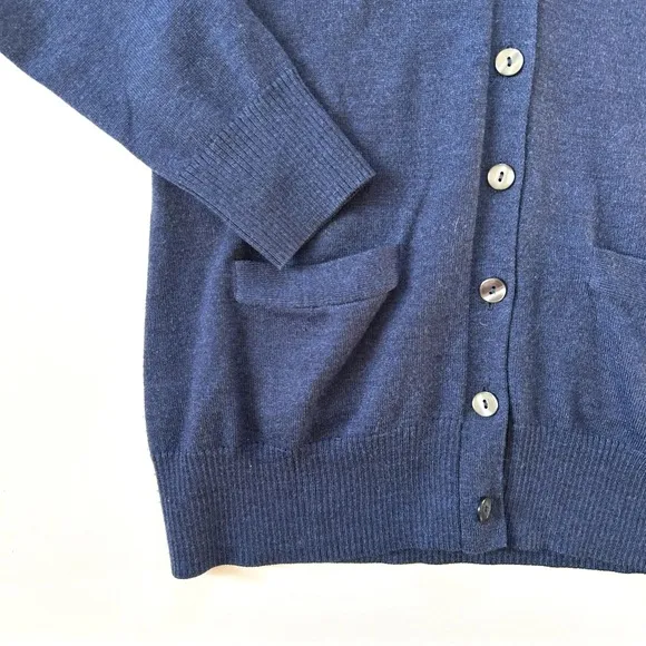 Brooks Brothers Navy Blue Merino Wool Button Cardigan Sweater