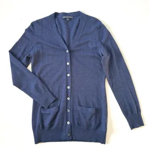 Brooks Brothers Navy Blue Merino Wool Button Cardigan Sweater