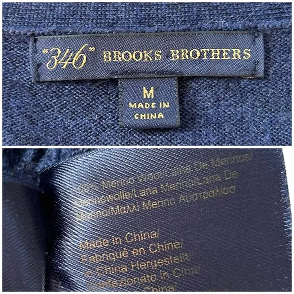 Brooks Brothers Navy Blue Merino Wool Button Cardigan Sweater
