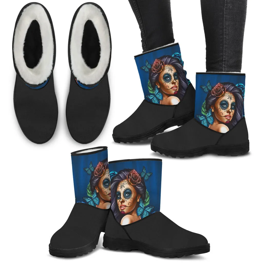Calavera Blue Ladies Eco-Friendly Faux Fur Boots