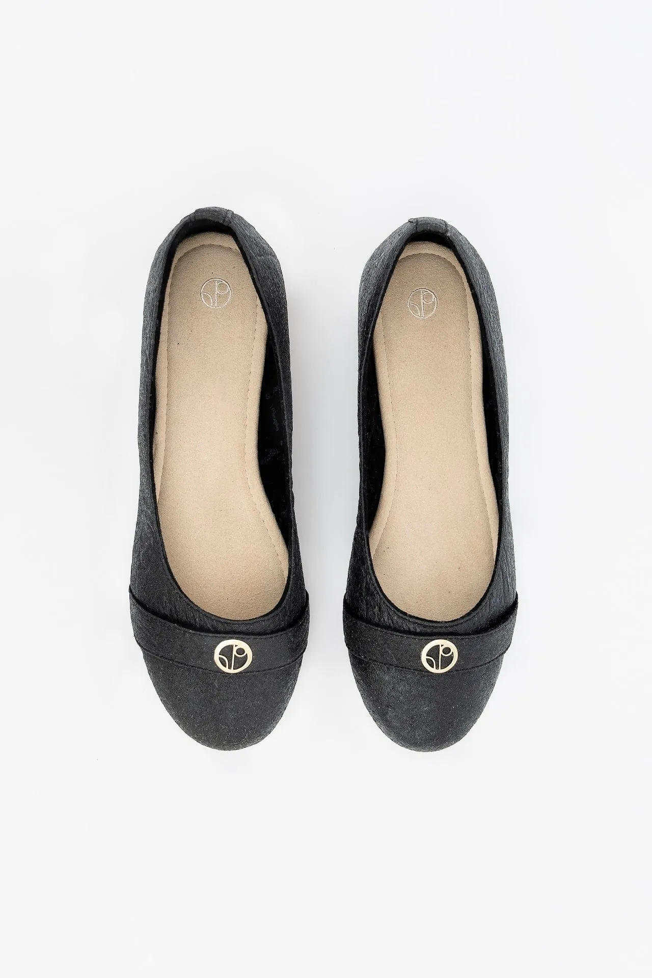 Cape Town Piñatex® Vegan Leather Ballerina Flats | Charcoal