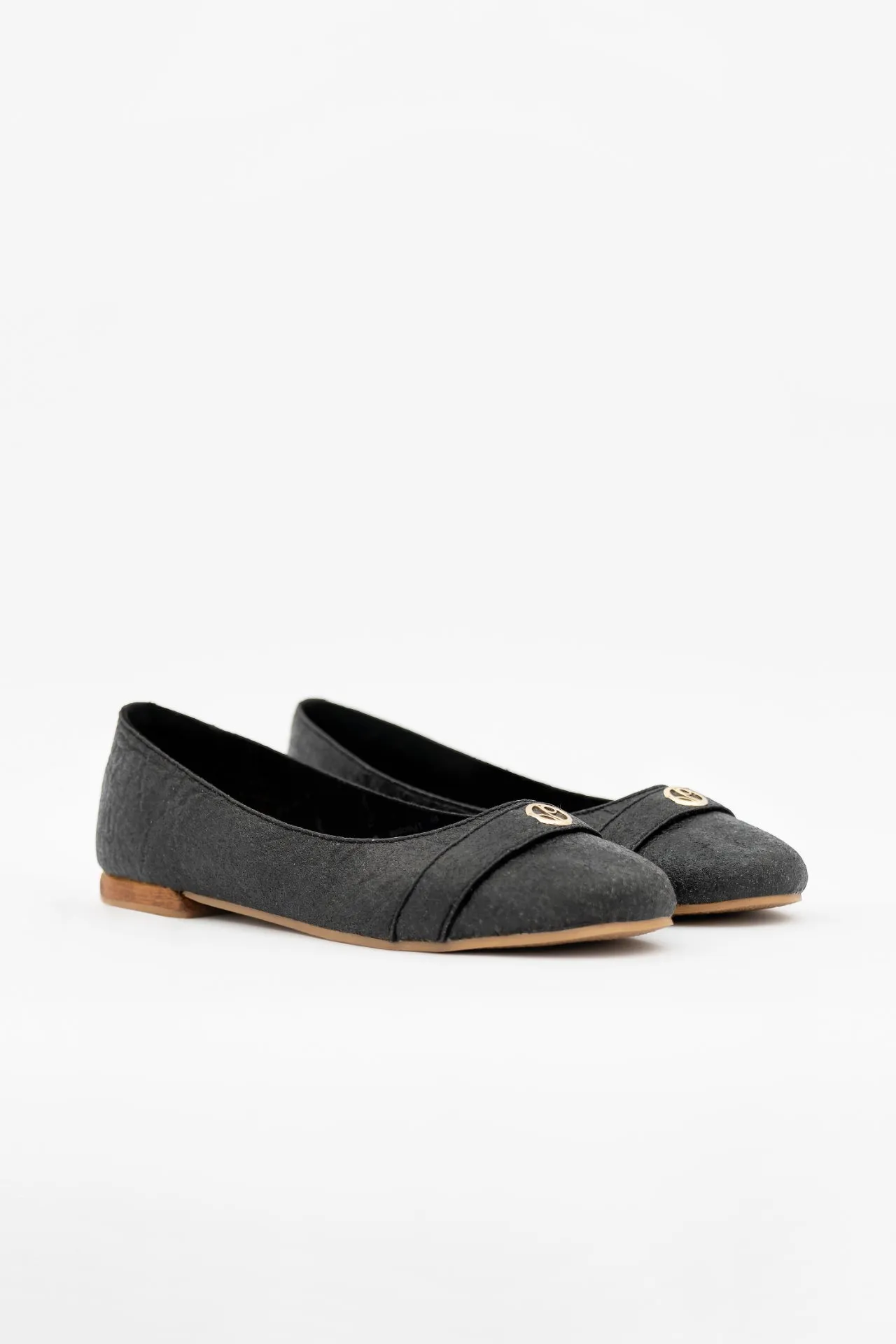 Cape Town Piñatex® Vegan Leather Ballerina Flats | Charcoal