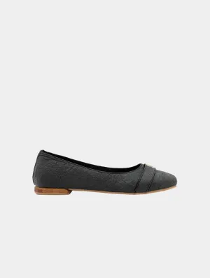 Cape Town Piñatex® Vegan Leather Ballerina Flats | Charcoal