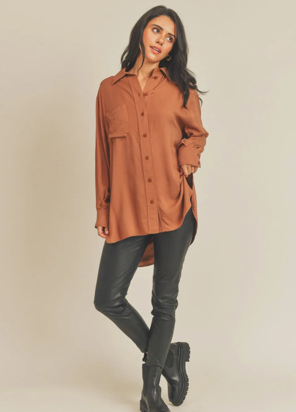 Caramel Tunic Button Up