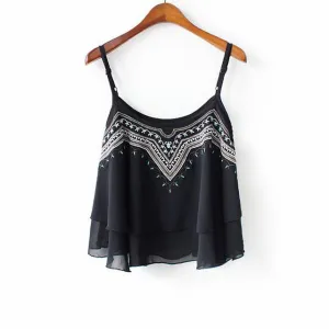 Casual Embroidery Crop Top