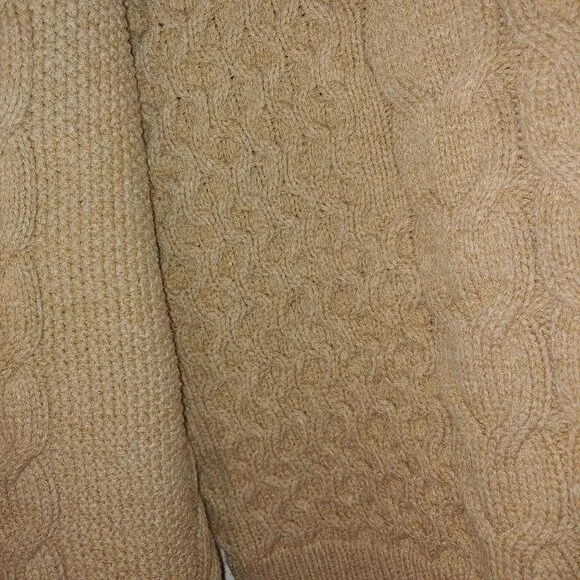 CeCe Chunky Cable Knit Cotton Blend Cardigan Size M Tan