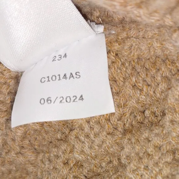 CeCe Chunky Cable Knit Cotton Blend Cardigan Size M Tan