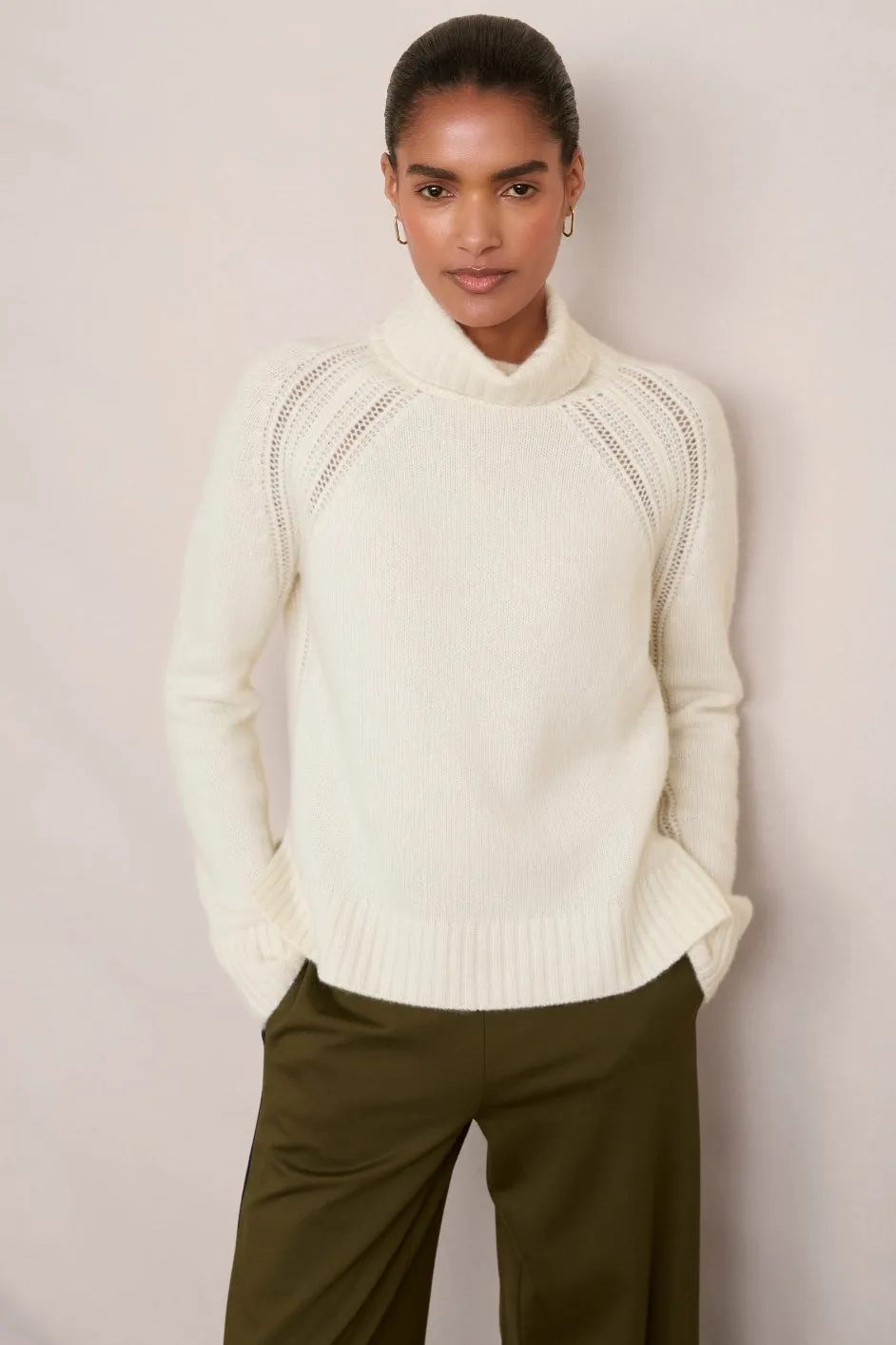 Charlotte Pointelle Cashmere Jumper - Ivory Sparkle