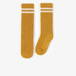 Chaussettes longues de couleur jaune, enfant || Long yellow colored socks, child