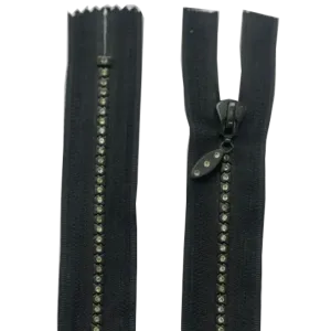 Chunky Closed End Zip With Diamante Studs 6" (15cm) With Self Colour Pull