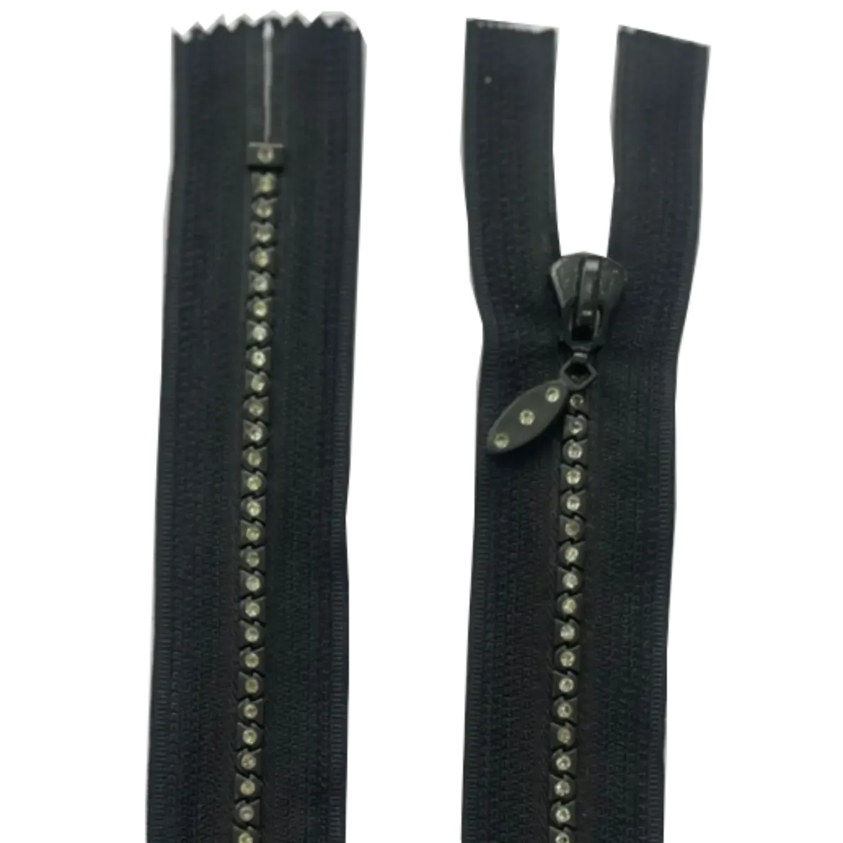 Chunky Closed End Zip With Diamante Studs 6" (15cm) With Self Colour Pull