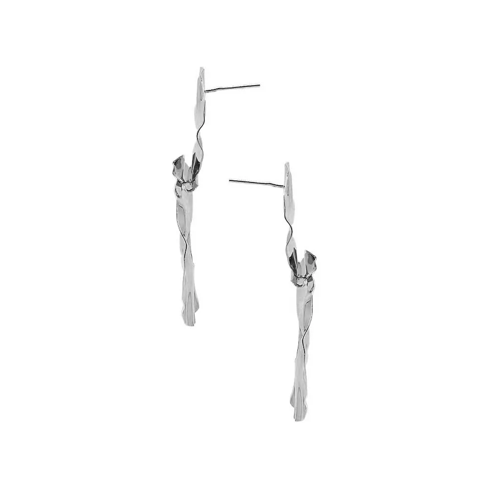 Chunky Fluid Double Disc Drop Stud Earring