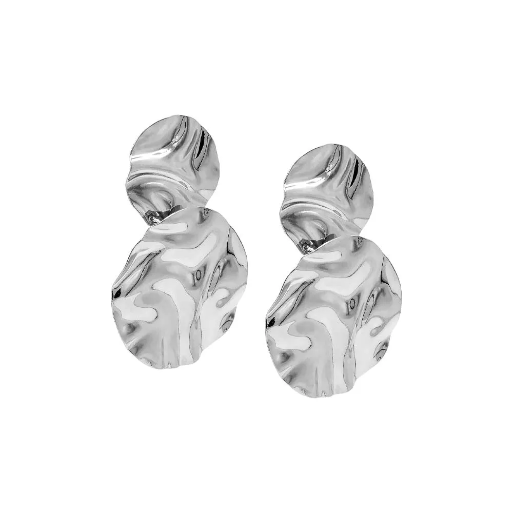 Chunky Fluid Double Disc Drop Stud Earring