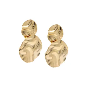 Chunky Fluid Double Disc Drop Stud Earring