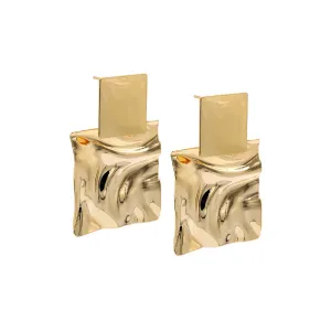 Chunky Fluid Double Square Drop Stud Earring