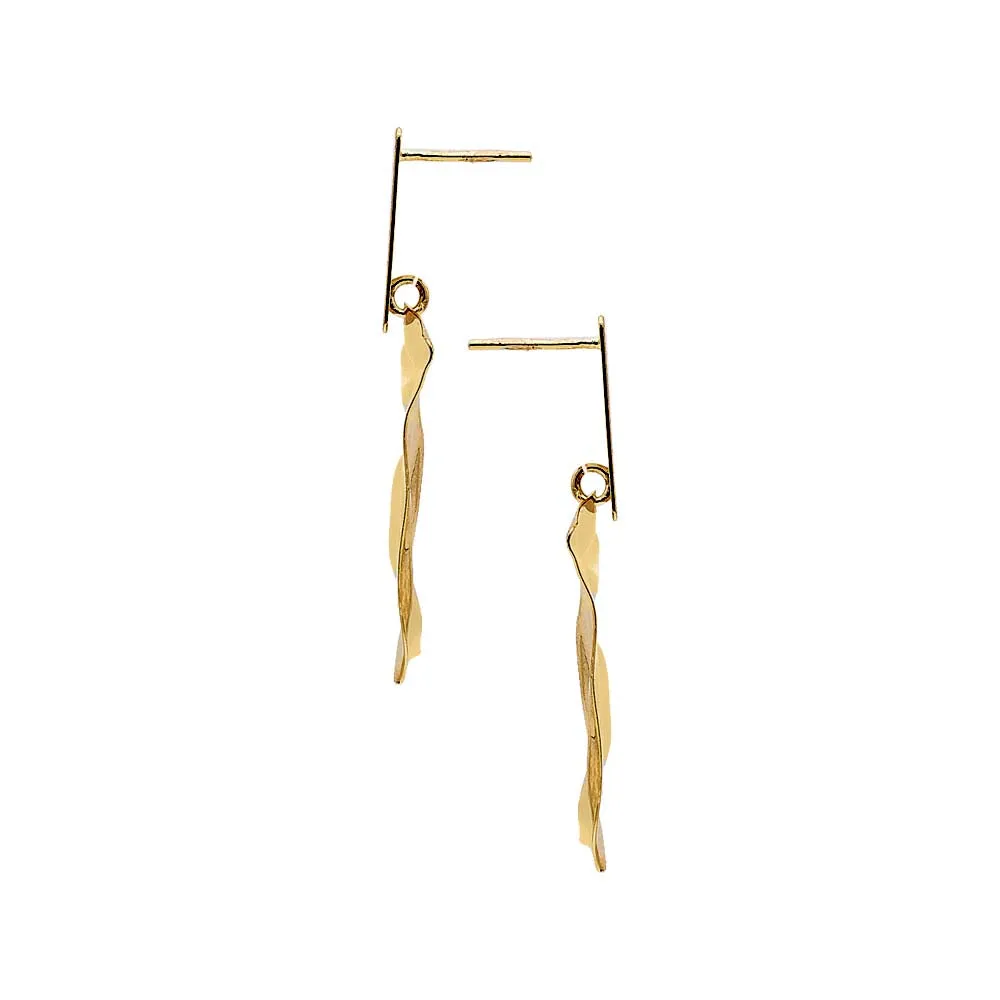 Chunky Fluid Double Square Drop Stud Earring